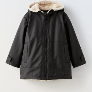 Zara Rubberized Faux Shearling Raincoat
